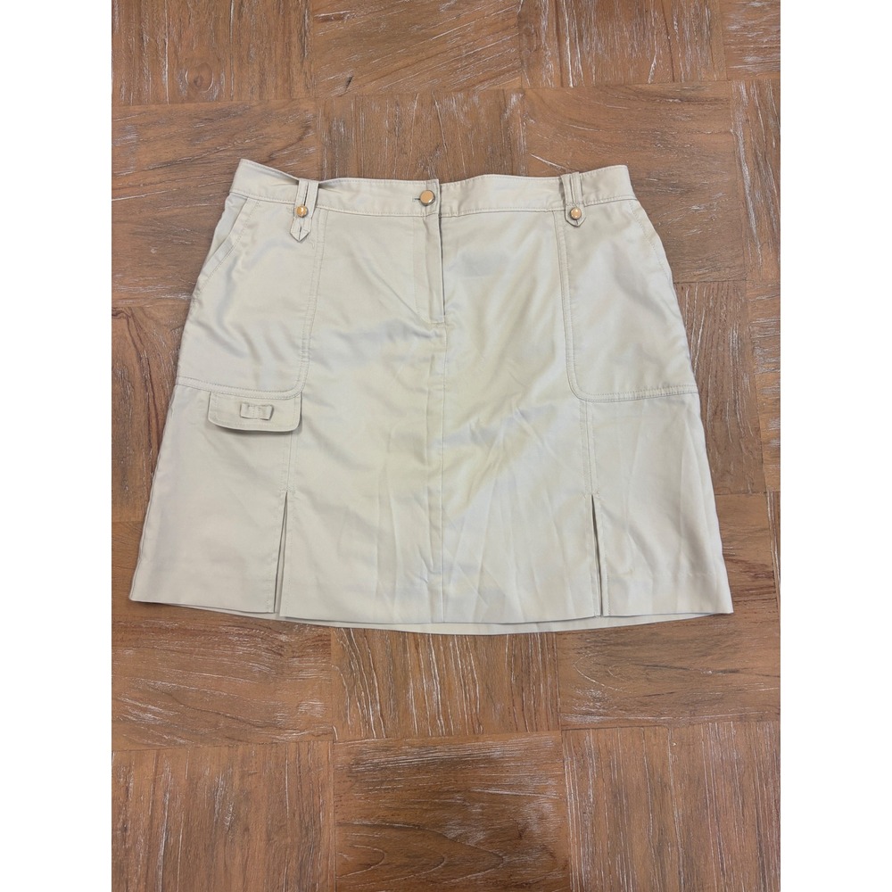IZOD Golf Skort Women 8 Tan Solid Built In Shorts Athletic Preppy